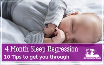 The 4 month sleep regression is a hard time for mom and baby! Here are 10 effective strategies that you can use to help get through the sleepless nights! Newborns and sleep are often not things that go together, but these proven tips will help you have your baby back to sleeping in no time! #parentinghacks #newbornsleep #naturalearthymama
